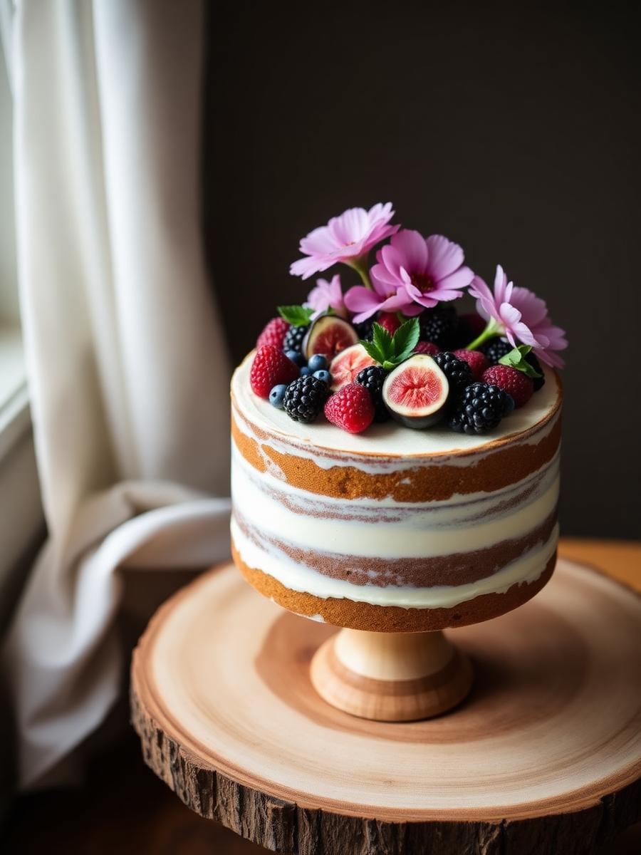 Naked cake com frutas vermelhas
